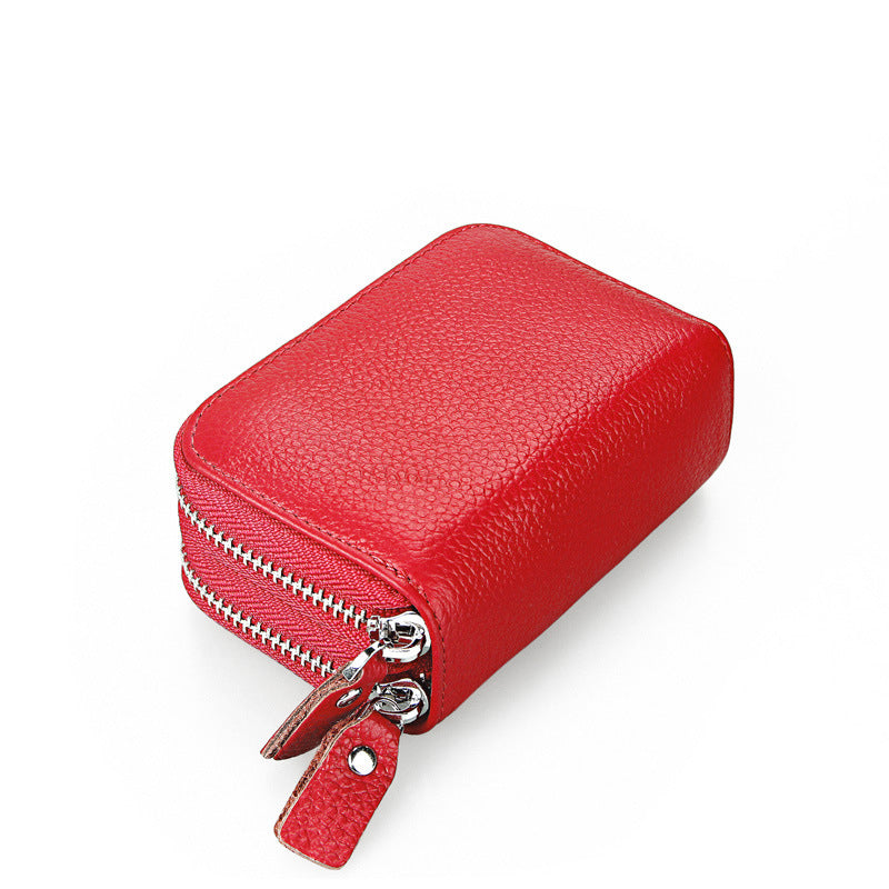 Ladies card bag cowhide magnetic shield RFID Korean fashion coin purse unisex wallet 