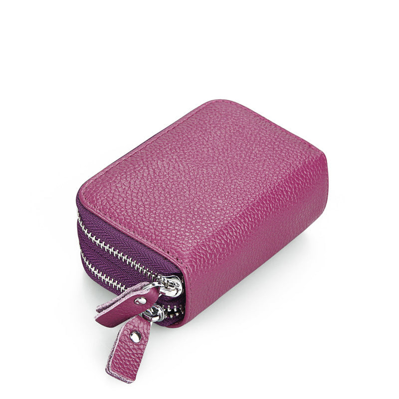 Ladies card bag cowhide magnetic shield RFID Korean fashion coin purse unisex wallet 