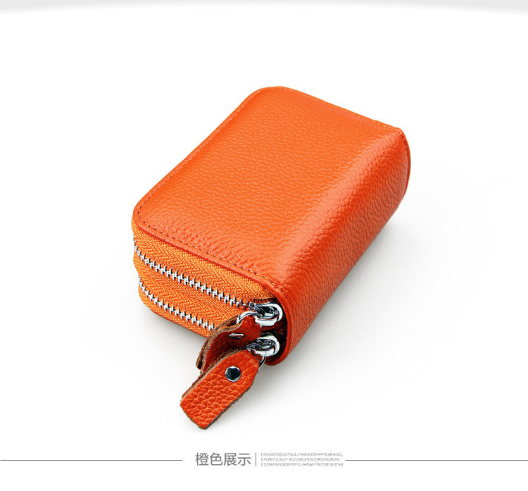 Ladies card bag cowhide magnetic shield RFID Korean fashion coin purse unisex wallet 