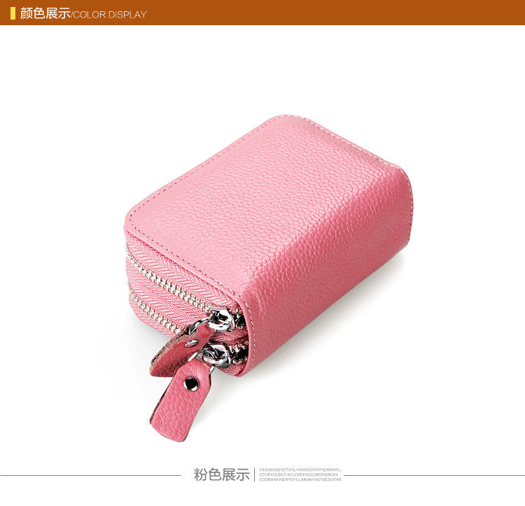 Ladies card bag cowhide magnetic shield RFID Korean fashion coin purse unisex wallet 