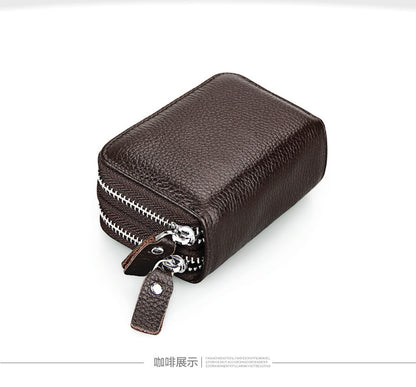 Ladies card bag cowhide magnetic shield RFID Korean fashion coin purse unisex wallet 