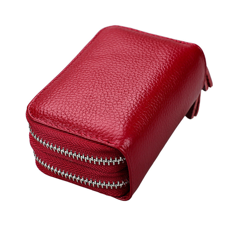 Ladies card bag cowhide magnetic shield RFID Korean fashion coin purse unisex wallet 