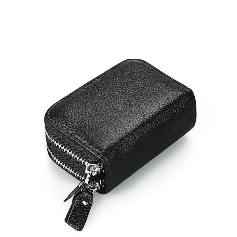 Ladies card bag cowhide magnetic shield RFID Korean fashion coin purse unisex wallet 
