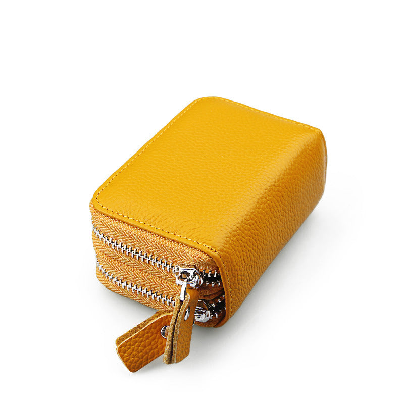 Ladies card bag cowhide magnetic shield RFID Korean fashion coin purse unisex wallet 