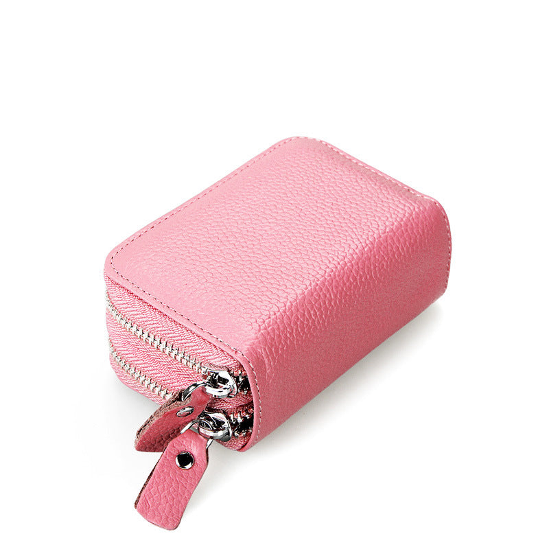 Ladies card bag cowhide magnetic shield RFID Korean fashion coin purse unisex wallet 
