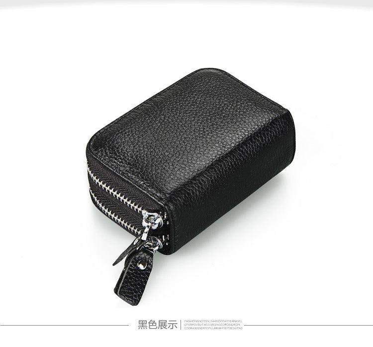 Ladies card bag cowhide magnetic shield RFID Korean fashion coin purse unisex wallet 