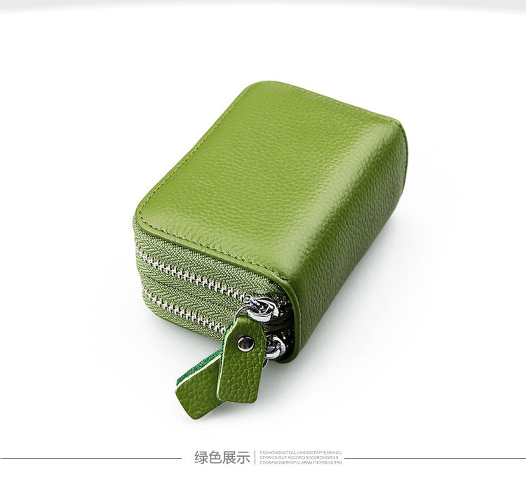 Ladies card bag cowhide magnetic shield RFID Korean fashion coin purse unisex wallet 