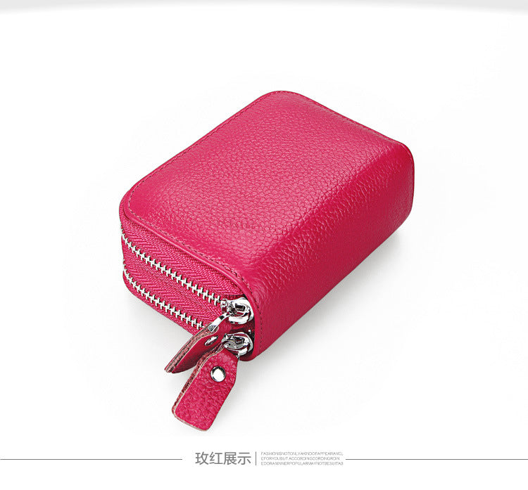 Ladies card bag cowhide magnetic shield RFID Korean fashion coin purse unisex wallet 