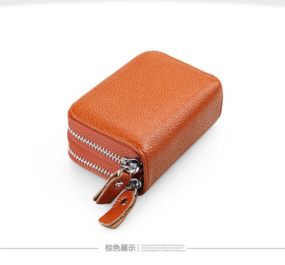 Ladies card bag cowhide magnetic shield RFID Korean fashion coin purse unisex wallet 