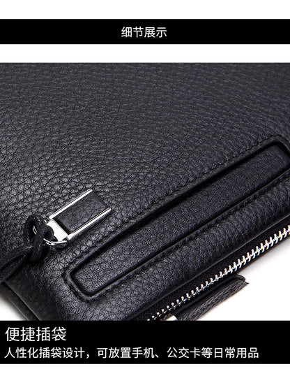 メンズクラッチバッグ 牛皮本革製 カジュアルビジネス スマート盗難防止 男性用ハンドバッグ