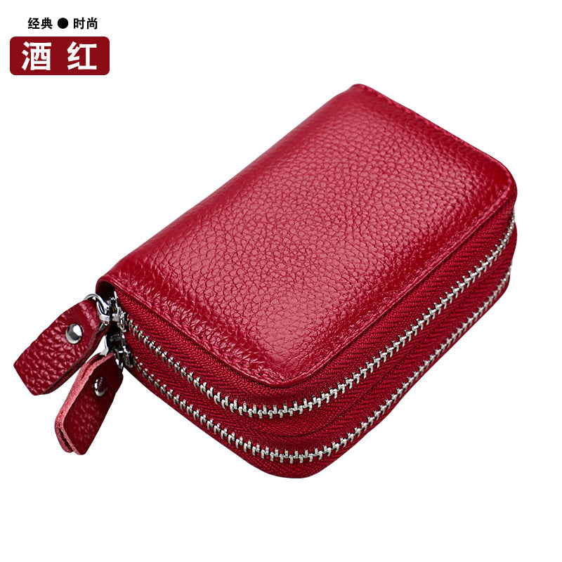 Ladies card bag cowhide magnetic shield RFID Korean fashion coin purse unisex wallet 