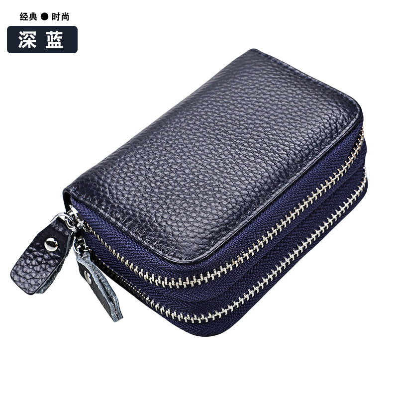Ladies card bag cowhide magnetic shield RFID Korean fashion coin purse unisex wallet 