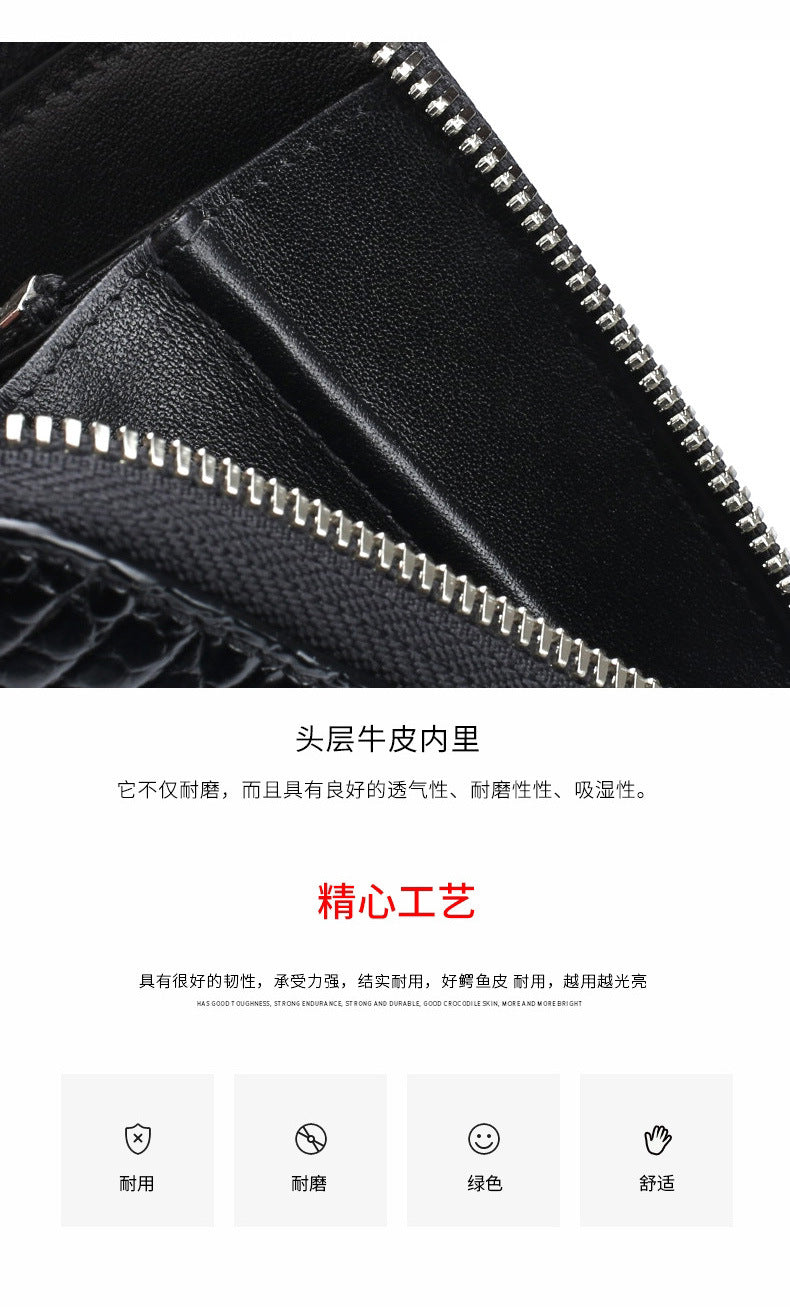 シャムワニ皮 メンズ財布 本革ウォレット 人気 おしゃれ ハンドバッグ