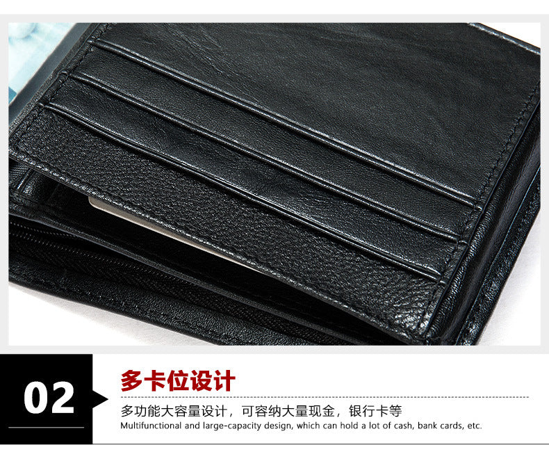 メンズ 短財布 牛皮 本革製 rfidカード入れ レトロ男性用ウォレットカードバッグ