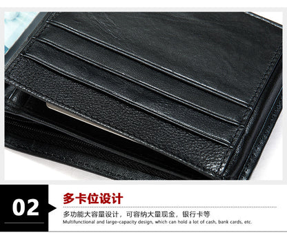 メンズ 短財布 牛皮 本革製 rfidカード入れ レトロ男性用ウォレットカードバッグ