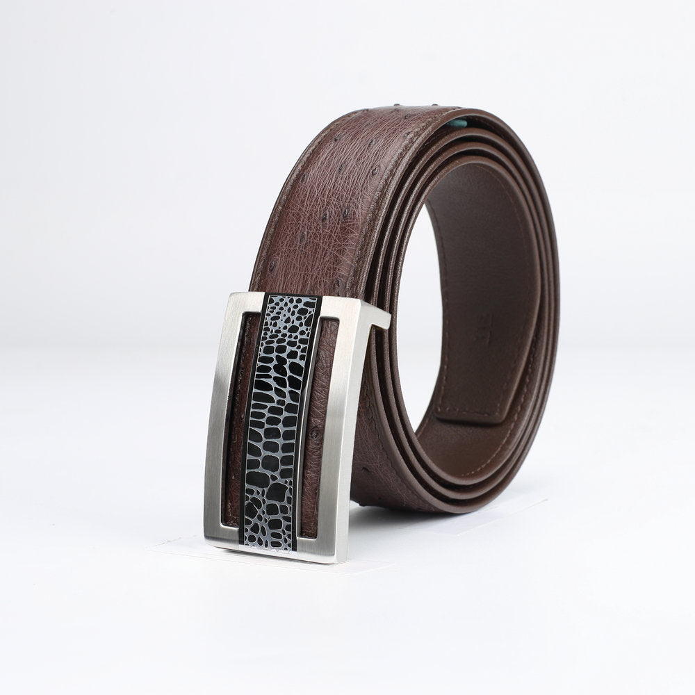 Ostrich skin genuine leather men's belt fashion business high quality male belt 