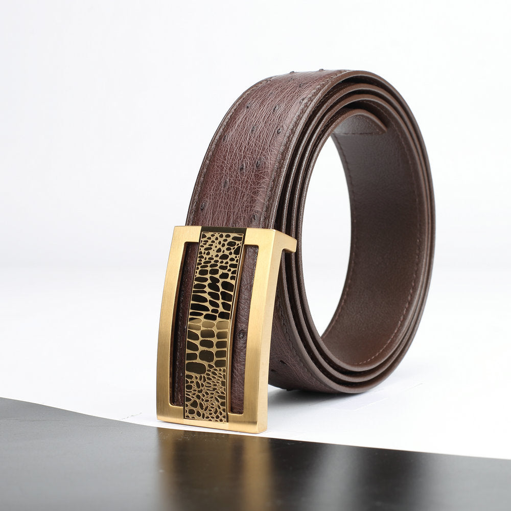 Ostrich skin genuine leather men's belt fashion business high quality male belt 