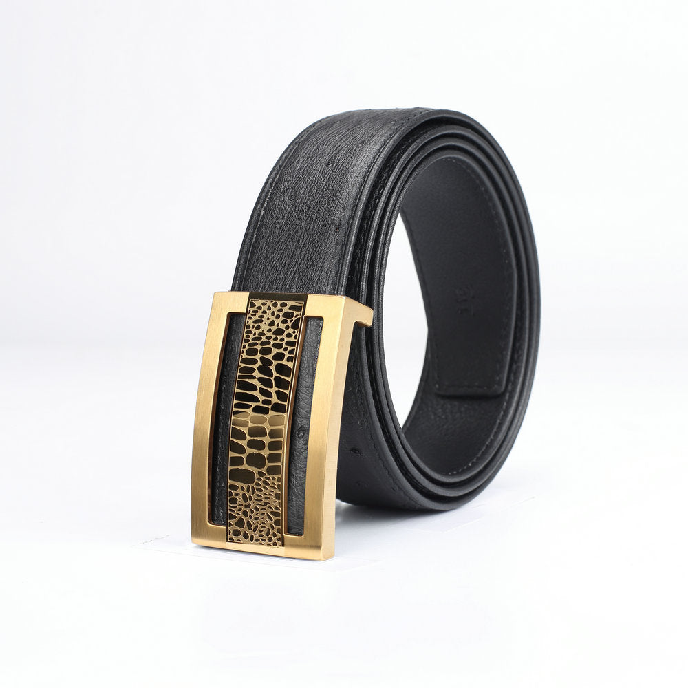 Ostrich skin genuine leather men's belt fashion business high quality male belt 