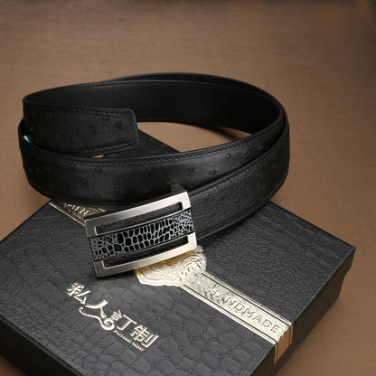Ostrich skin genuine leather men's belt fashion business high quality male belt 