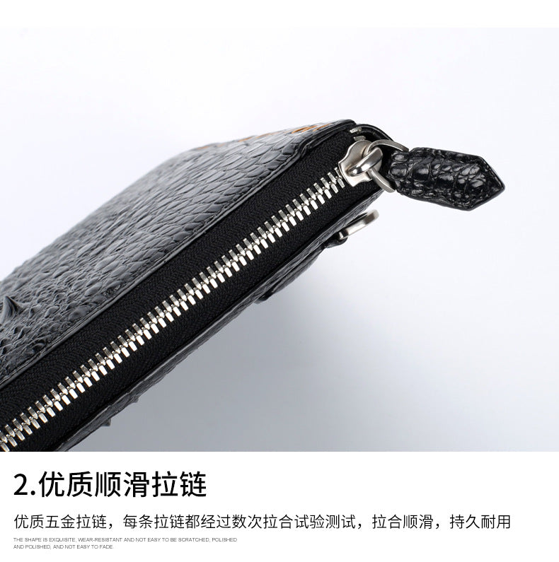 新型ワニ皮メンズハンドバッグ ビジネスカ ジュアル ハーフハンド縫いメンズバッグ