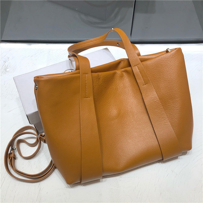 Women's Casual Shoulder Bag Large Capacity Cowhide Women's Bag Genuine Leather Tote Bag Diagonal Shoulder Bag