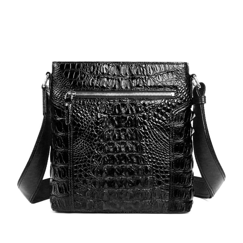 Men's Shoulder Bag Crocodile Skin Genuine Leather Multifunctional Large Capacity Casual Business Crossbody Bag 