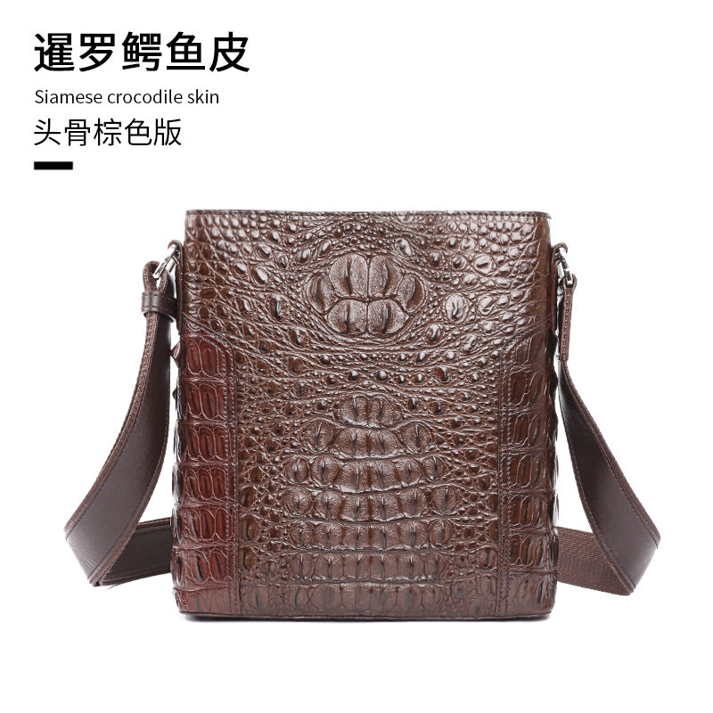 Men's Shoulder Bag Crocodile Skin Genuine Leather Multifunctional Large Capacity Casual Business Crossbody Bag 