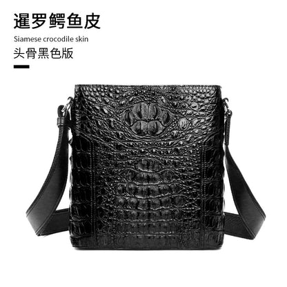 Men's Shoulder Bag Crocodile Skin Genuine Leather Multifunctional Large Capacity Casual Business Crossbody Bag 