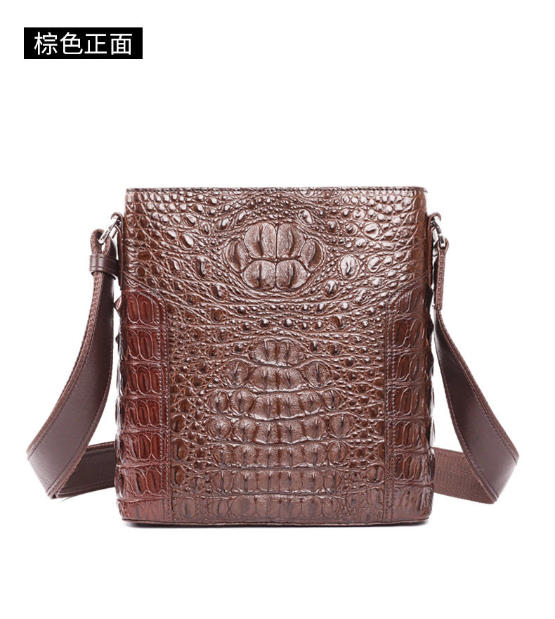 Men's Shoulder Bag Crocodile Skin Genuine Leather Multifunctional Large Capacity Casual Business Crossbody Bag 