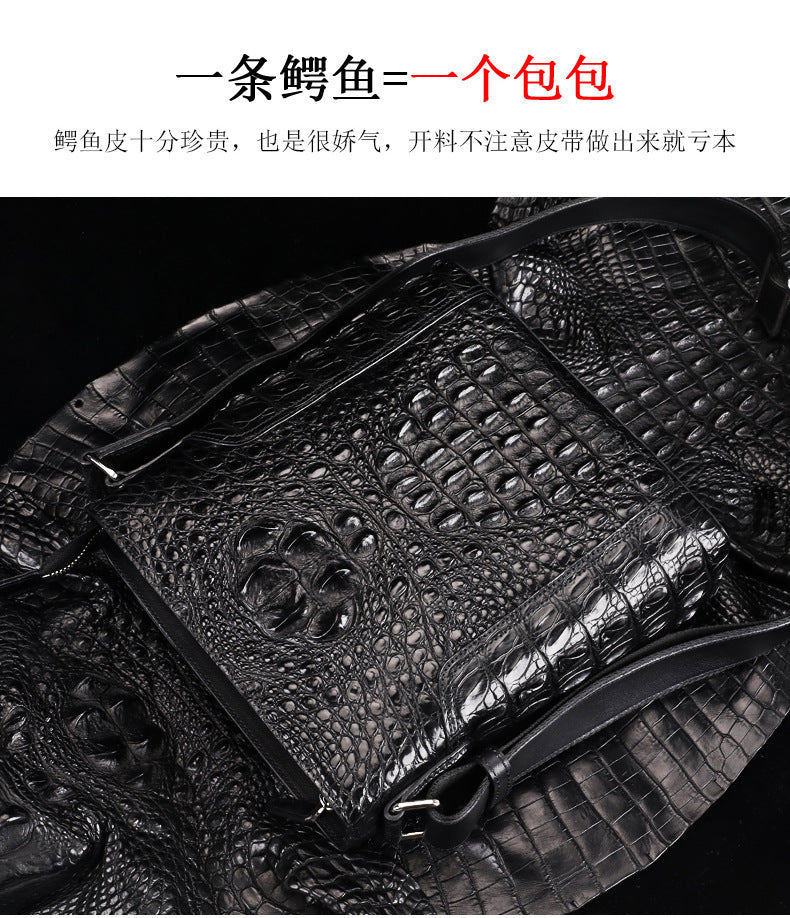 Men's Shoulder Bag Crocodile Skin Genuine Leather Multifunctional Large Capacity Casual Business Crossbody Bag 