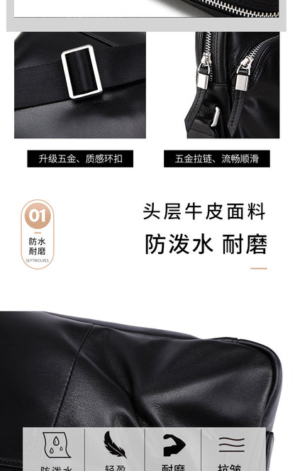 メンズショルダーバッグ 多機能 牛皮本革製 ビジネス斜めがけバッグ