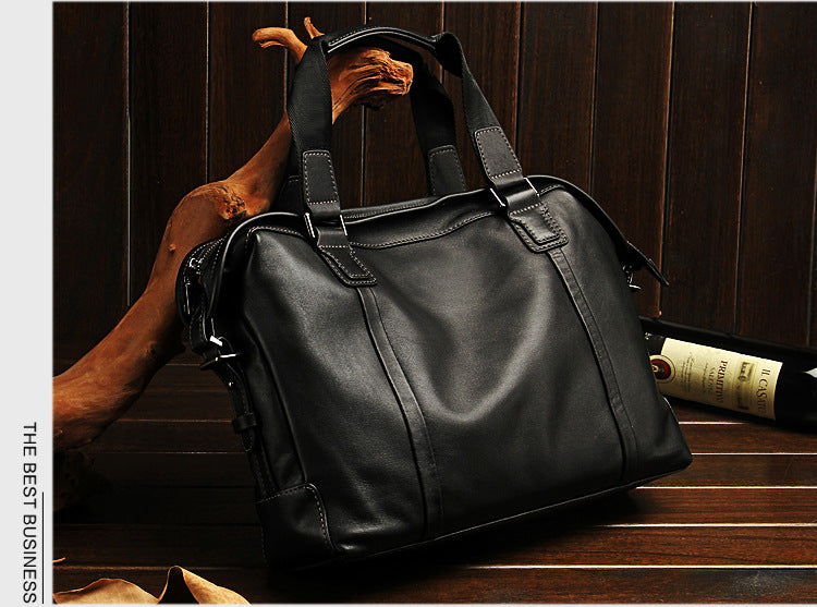 Men's handbag genuine cowhide leather large capacity computer bag business briefcase 