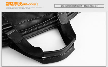 Men's handbag genuine cowhide leather large capacity computer bag business briefcase 