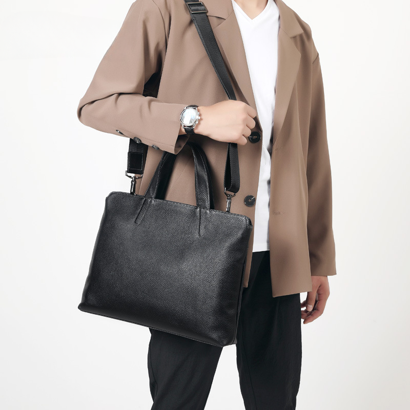 Men's handbag genuine cowhide leather business casual large capacity briefcase handbag 