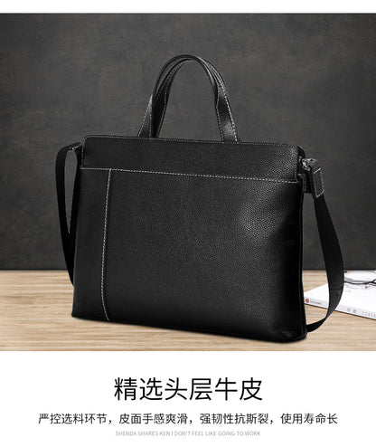 Men's briefcase handbag genuine cowhide leather computer bag business casual men's handbag crossbody bag 