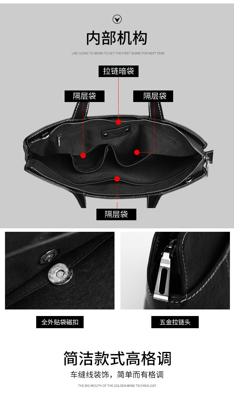 Men's briefcase handbag genuine cowhide leather computer bag business casual men's handbag crossbody bag 