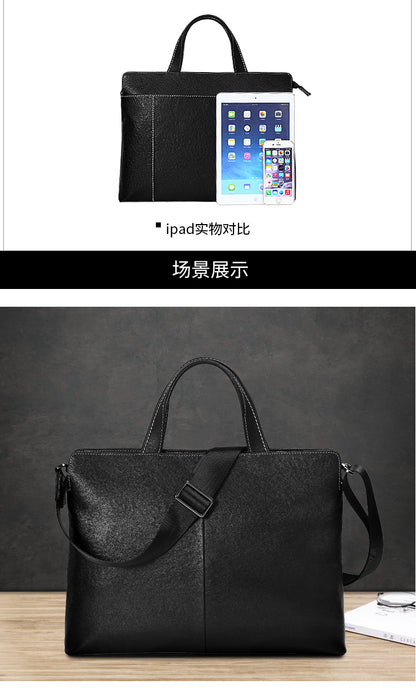 Men's briefcase handbag genuine cowhide leather computer bag business casual men's handbag crossbody bag 