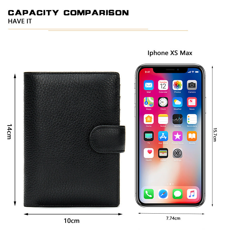 Men's wallet cowhide texture lychee pattern card holder business wallet for men 