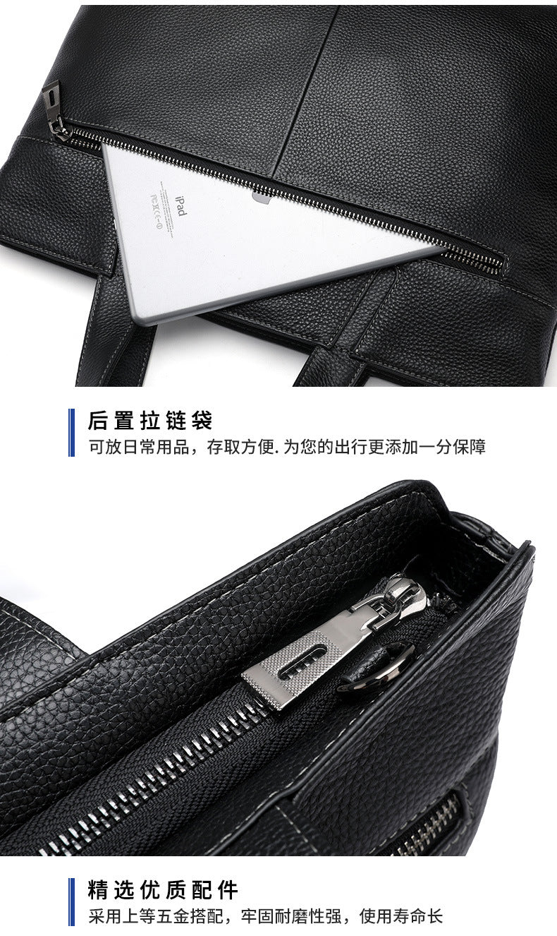 Men's handbag genuine cowhide leather business casual large capacity briefcase handbag 