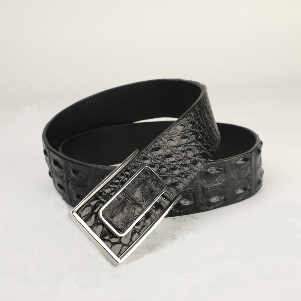 Men's Belt Nile Big Bone Crocodile Skin Genuine Leather Business Casual Width 3.8cm Men's Belt Gift Present 