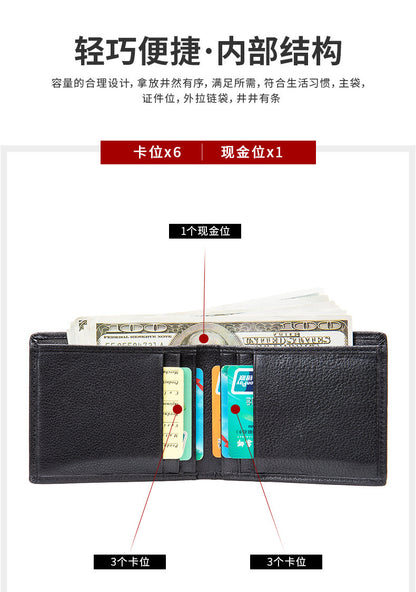 メンズ短財布牛皮本革製ビジネス薄型シンプル盗難防止カードバッグウォレットwallet