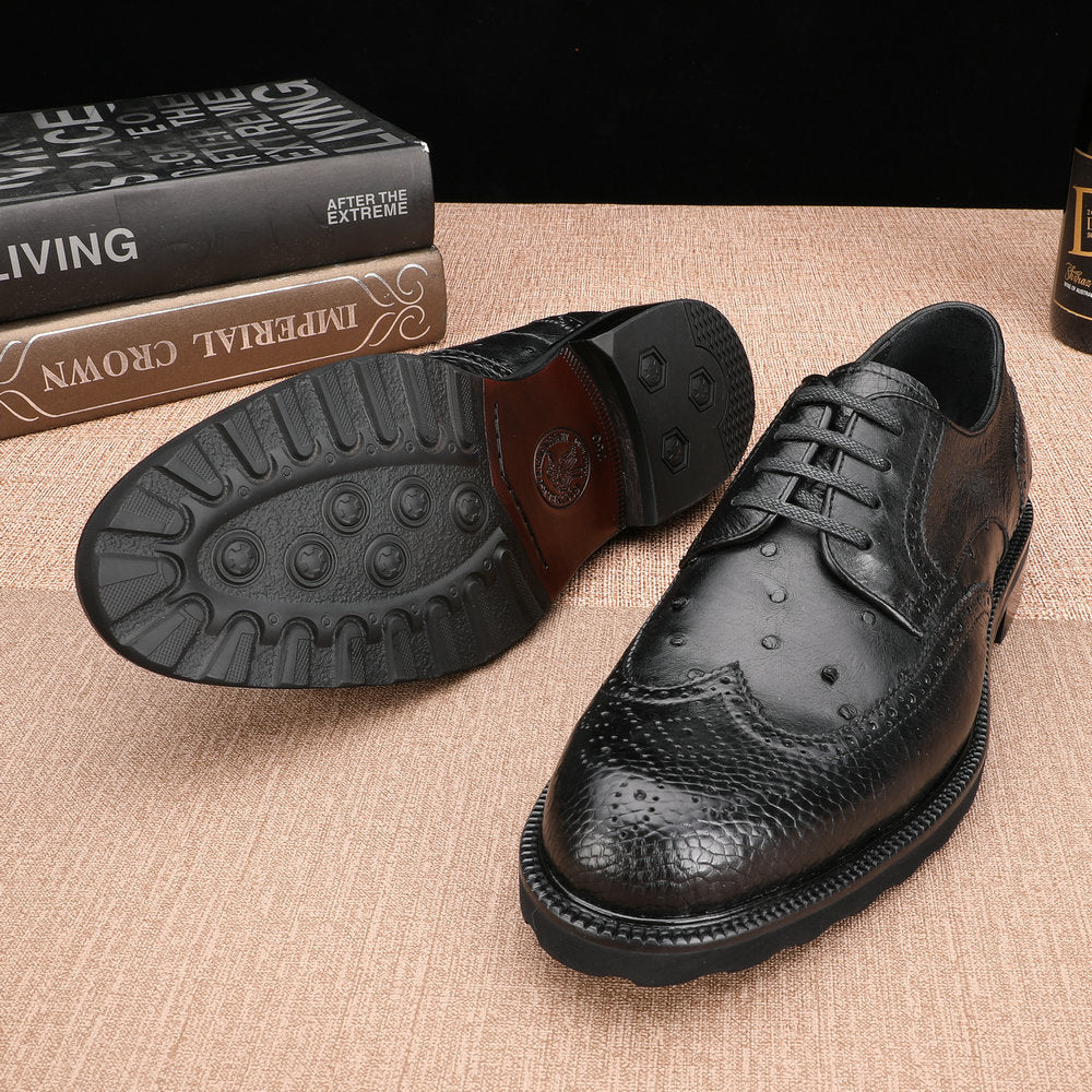 Ostrich skin genuine leather men's leather shoes Excellent breathability Men's business shoes 