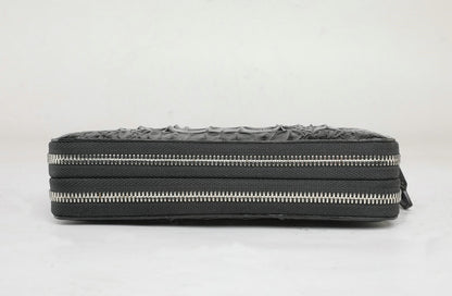 シャムワニ皮 メンズ長財布 ダブルファスナー カードバッグ 本革ウォレット ハンドバッグ