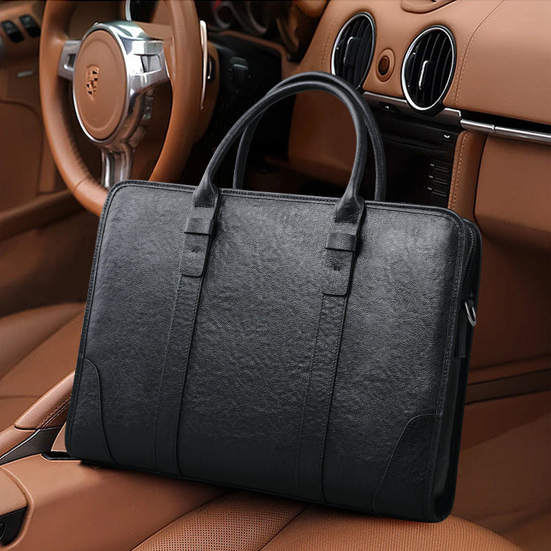 Men's handbag, genuine cowhide leather, handbag, crossbody bag, large capacity computer briefcase 