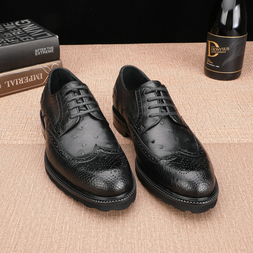 Ostrich skin genuine leather men's leather shoes Excellent breathability Men's business shoes 