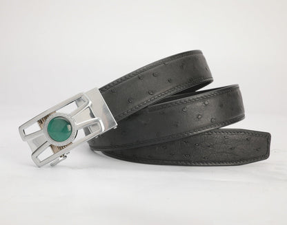 New type men's belt ostrich skin genuine leather automatic buckle business casual high quality male belt 