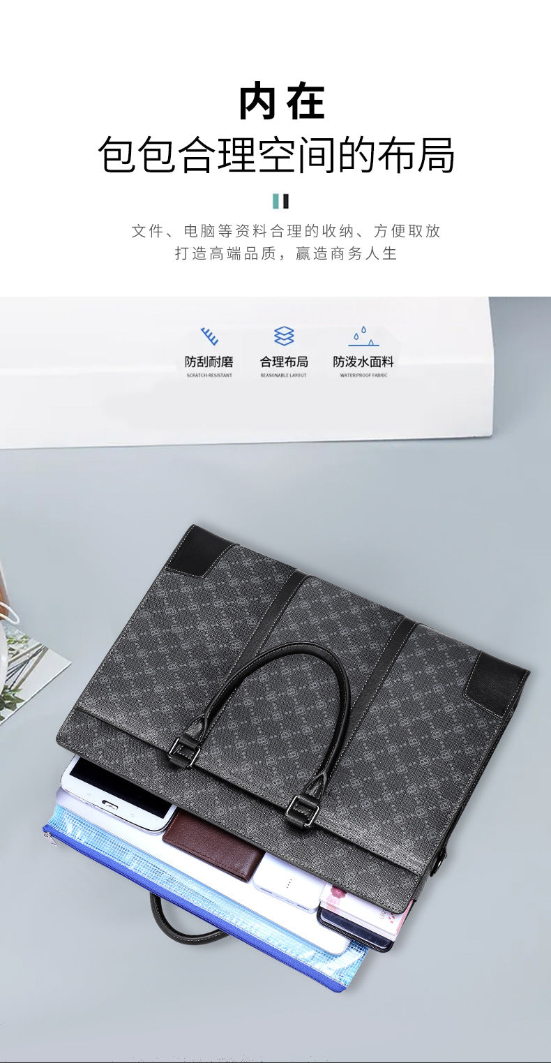 Men's Briefcase Simple Fashion Large Capacity Handbag Business Casual Handbag Crossbody Shoulder Bag 