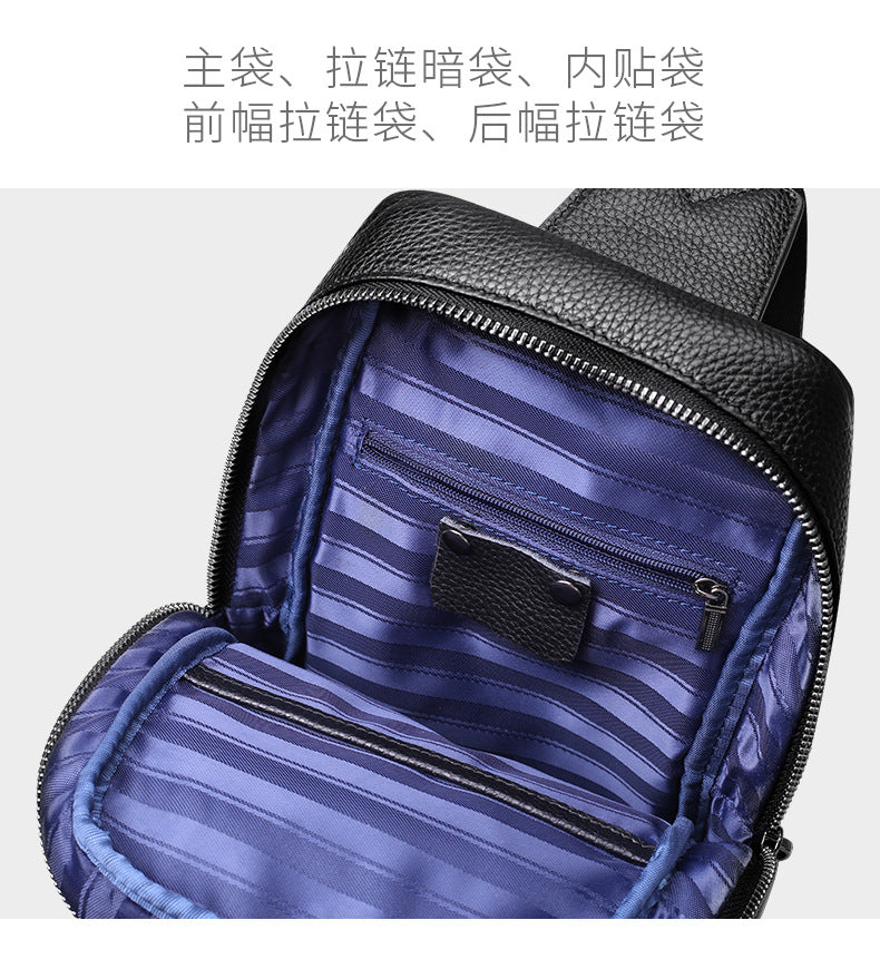 メンズバストバッグ  牛皮 韩国 カジュアルファッションシンプル 斜めがけバッグ