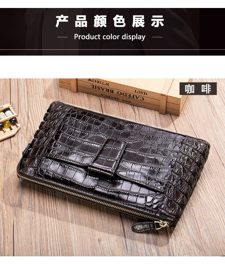 Men's Wallet Cow Leather Crocodile Crest Fashion Clutch Bag Smartphone Coin Card Holder Men's Wallet 