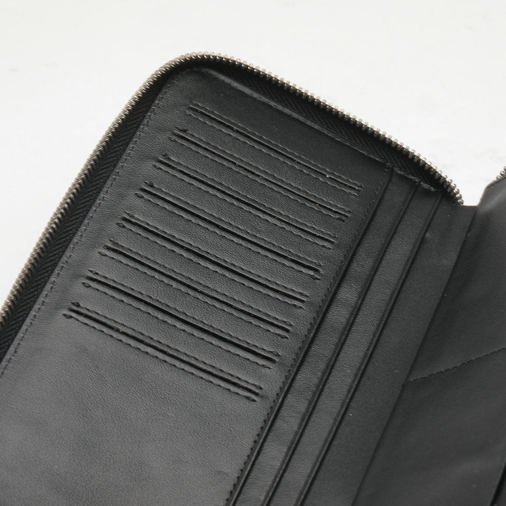 シャムワニ皮 メンズ長財布 ダブルファスナー カードバッグ 本革ウォレット ハンドバッグ
